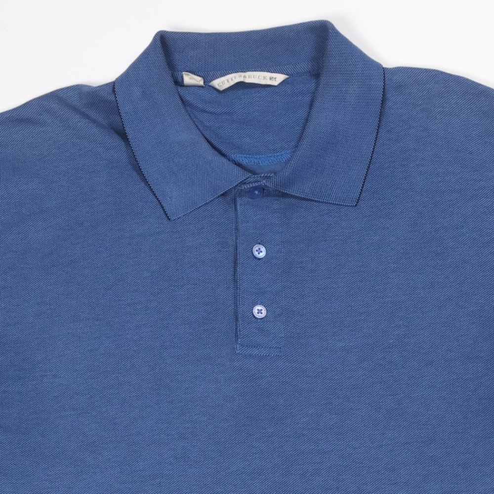 Cutter & Buck Performance Polo Shirt Pima Cotton Blend Short Sleeve Blue XL‎